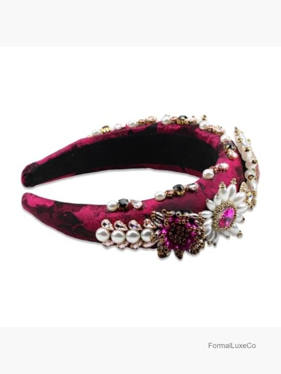 Chunky Crystal Bead Pearl Flower Headband for Women Weddings main image 6